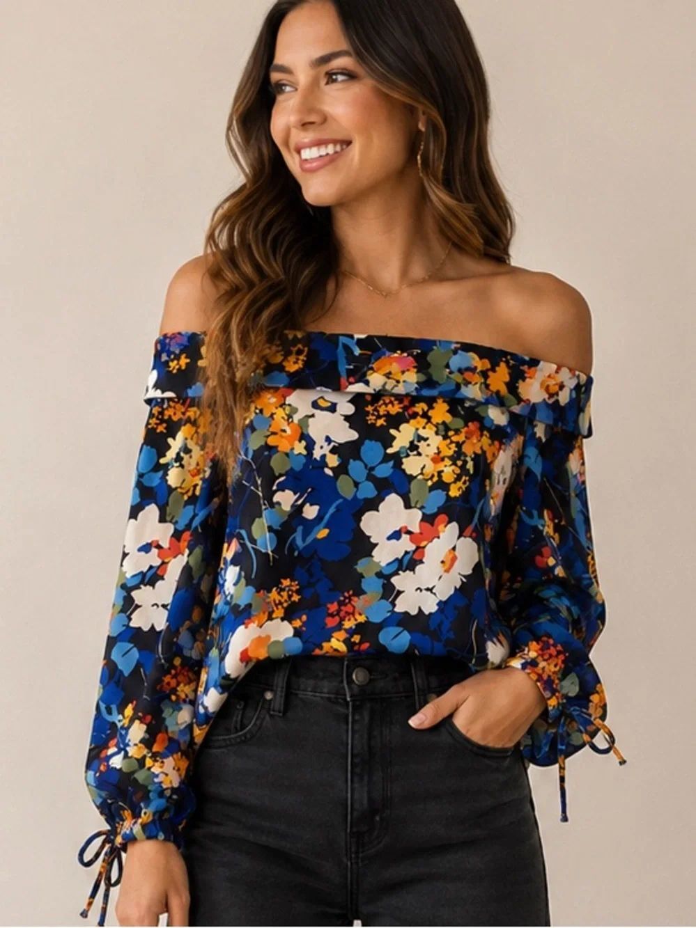 NWT Banana Republic Petite Floral Off-the-Shoulder Blouse